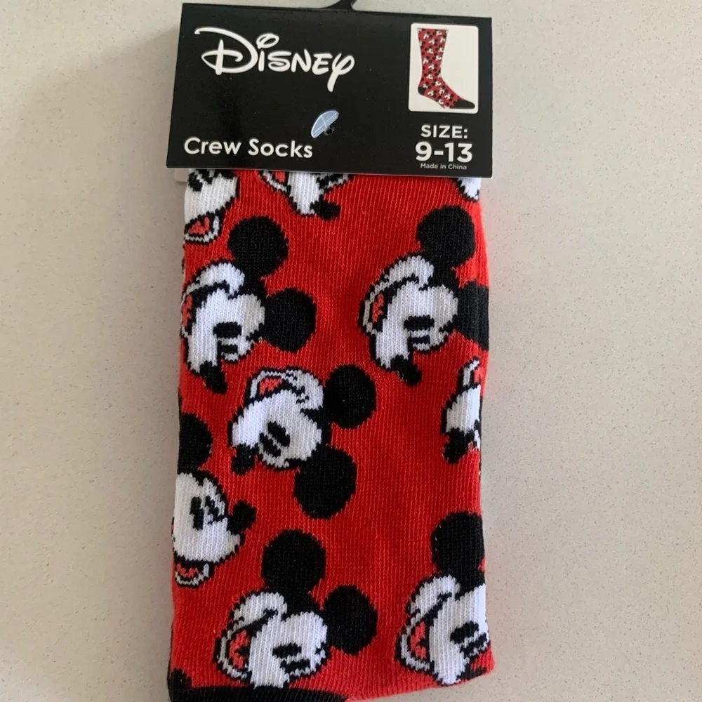 NWT Disney Mickey Mouse Red and Black Socks Set of 2